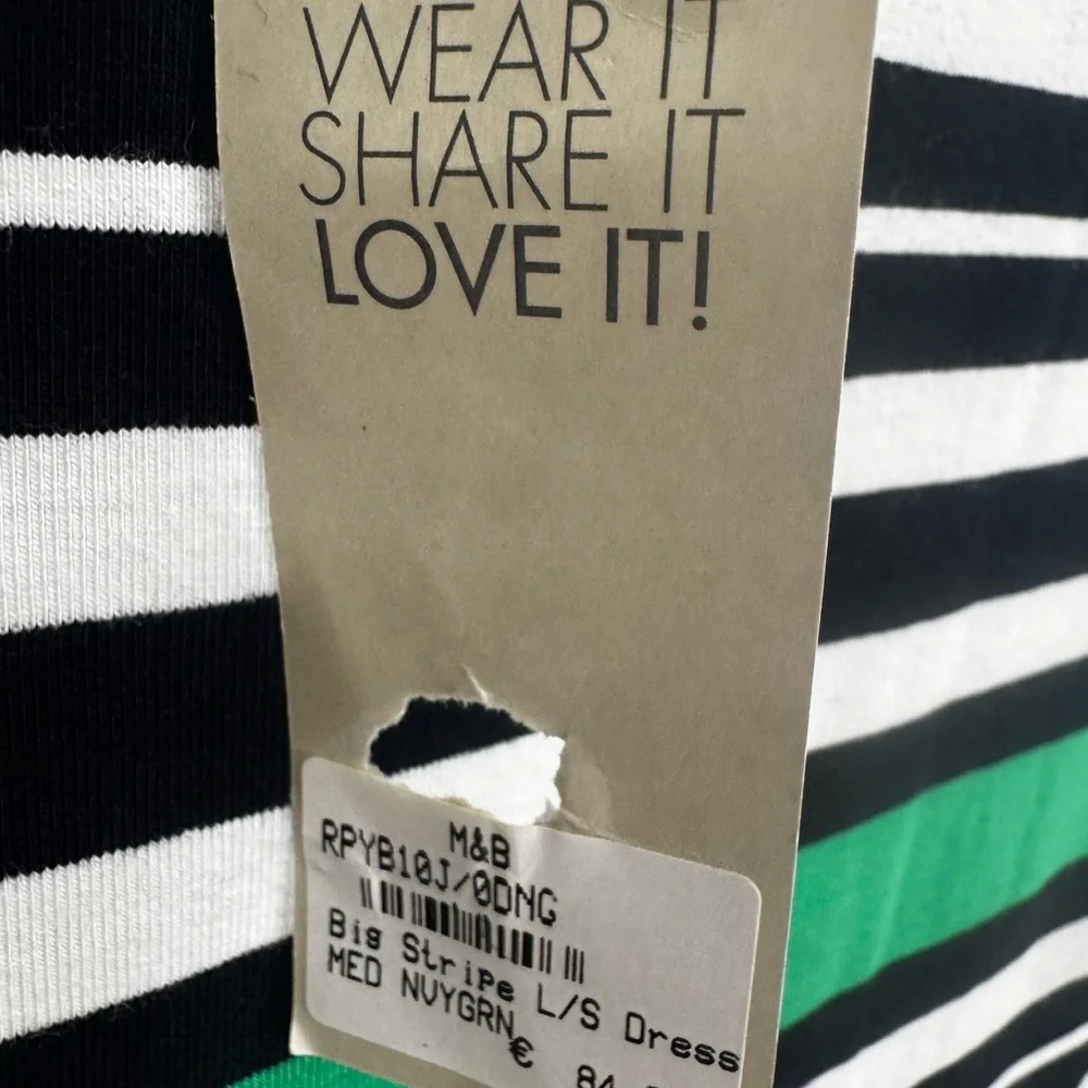 NWT‎ Meadows & Byrne Striped Boatneck Jersey Dress